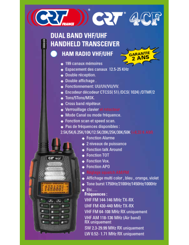 CRT 4 CF Talky Walky bibande VHF UHF top qualité professionnelle