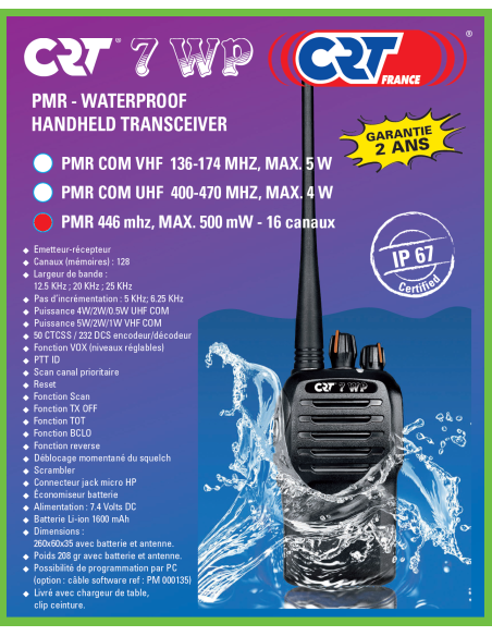 CRT 7WP Talky Walky PMR 446 IP67